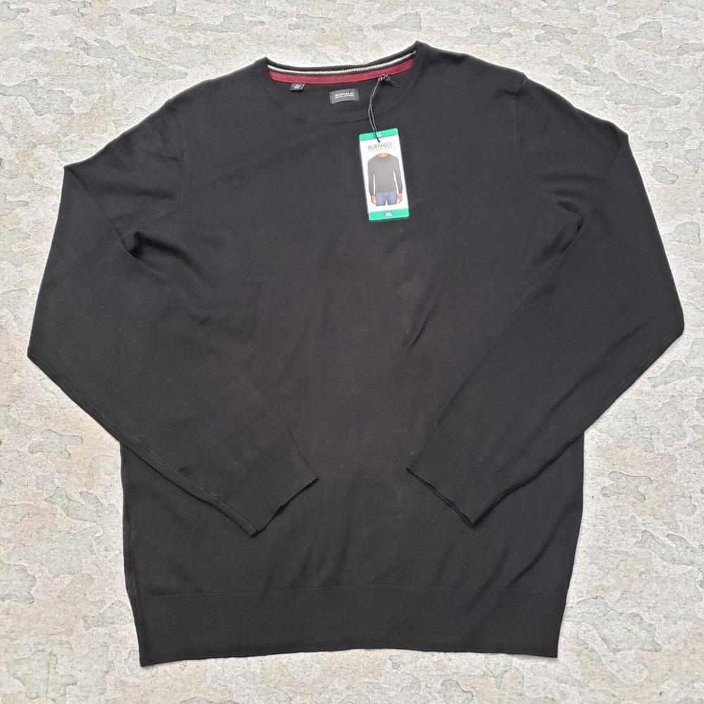NWT Buffalo David Bitton Sweatshirt Mens XL Black Pullover Long Sleeve